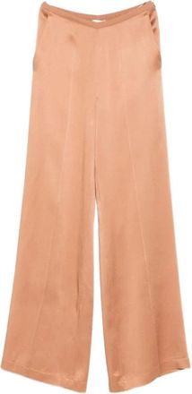 Forte_Forte My Pants Wijde Broek - Dames - Wijde Broeken - Bruin - L - Satijn - Broeken