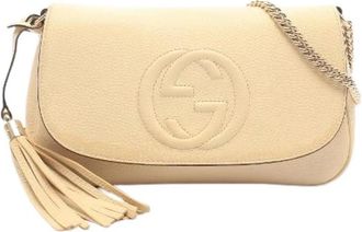 Gucci Pre-owned Soho Interlocking G Leren Schoudertas - Dames - Vintage Schoudertas - Beige - ONE Size - Leer - Vintage