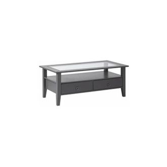 Inter Link SAS Tavolino provence 7 115x60x45H pino massello verniciato ad acqua grigio e top in vetro temperato