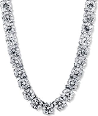 Pompeii3 Huge 69 Ct Diamond Tennis Necklace 14K White Gold 18 Lab Grown