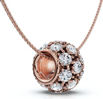 Pompeii3 1Ct Pave Puff Slide Diamond Pendant Womens Necklace 18 Lab Grown Gold