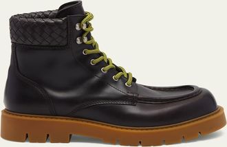 Bottega Veneta Mens Haddock Leather Lace-Up Boots