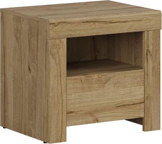 Petits Meubles Mesita de noche 1 caj&oacute;n 1 compartimiento estratificado marr&oacute;n