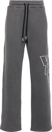 Off-white logo-embroidered straight trousers - men - Cotton - L - Grey
