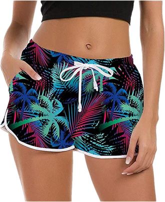 Generic Swimming Shorts Womens Summer Beach Boardshorts Quick Dry Swim Shorts with Pockets Drawstring Short Quick Board Novelty Dry Swimsuit Women Swimwear Pa