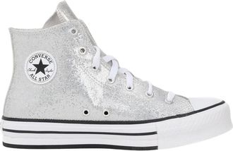 Converse Schoenen, Dames, Grijs, 37 1/2 EU, Leer, Chuck Taylor All Star Lift Platform Disco Glitter