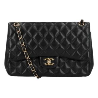 Chanel Pre-owned Double Flap BAG Jumbo - Dames - Vintage Schoudertas - Zwart - ONE Size - Leer - Vintage
