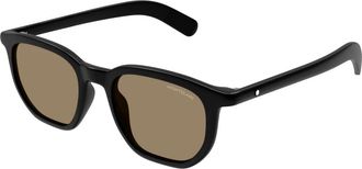 Montblanc Ronde acetaat zonnebril met Snowcap logo - Heren - Zonnebrillen - Zwart - 50 MM - Accessoires