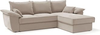 Sia Home Sof&aacute; cama esquinero derecho con arc&oacute;n terciopelo beige 257 cm