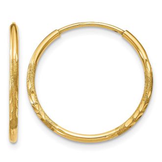Diamond2Deal 14k Yellow Gold 1.20mm Diamond-cut Endless Hoop Earring