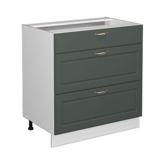 Vicco Mueble Bajo De Cocina Fame-line, Verde Dorado Casa De Campo, 80 Cm Con 3 Cajones, Sin Encimera Vicco