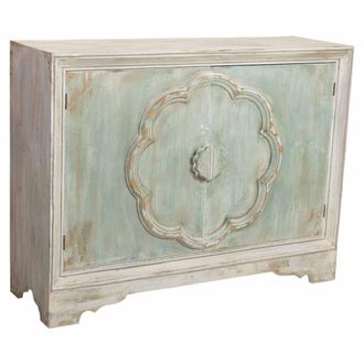 Wanderlust Deco Aparador met&aacute;lico de 2 puertas en acabado envejecido 120x38x92