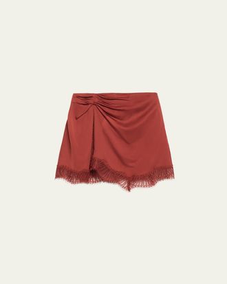 A.L.C. Dion Satin Lace-Trim Mini Skirt