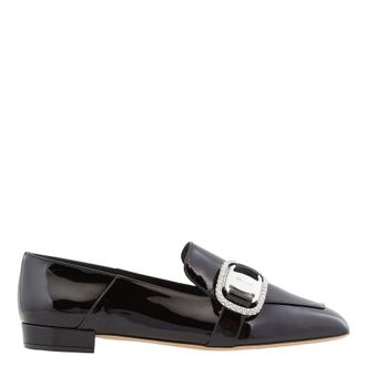 Ferragamo Salvatore Ferragamo Ladies Black Wang Patent Crystal Buckle Loafers, Size 8