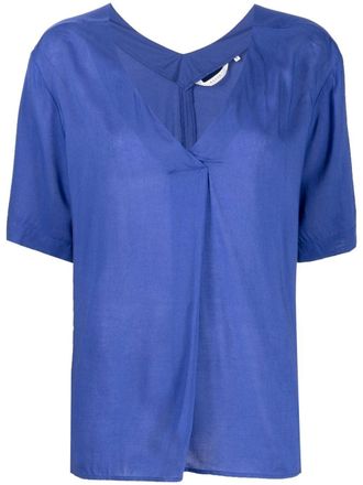 Xacus Blouse met V-hals - Blauw