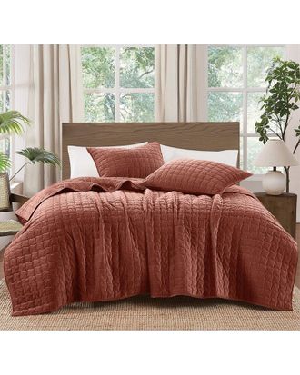 Brooklyn Loom Matte Cotton Velvet Wavy Square Quilt Set