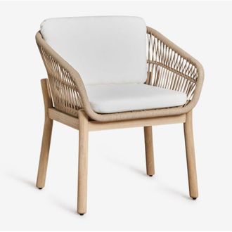 Sklum Sklum - Pack De 4 Sillas De Jard&iacute;n Con Reposabrazos En Madera De Acacia Y Cuerda Trenzada Karvia