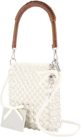 Self Portrait Womens Crystal Chain Mini Bag - Self Portrait Synthetic Ivory Handbags-Purses