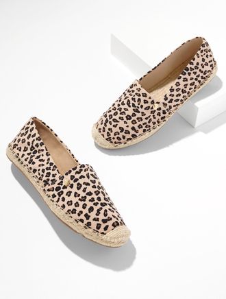 Talbots Izzy Twill Espadrille Flats - Tricolor Cheetah - Sesame - 10 1/2 M Talbots