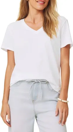 Splendid Louisa Boyfriend Fit V-Neck Cotton T-Shirt in White at Nordstrom, Size X-Large