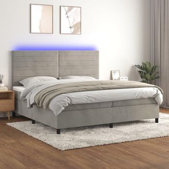 vidaXL Vidaxl - Cama Box Spring Colch&oacute;n Y Led Terciopelo Gris Claro 200x200 Cm