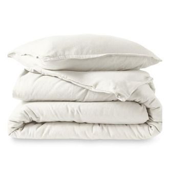Bare Home 100% Cotton Flannel Duvet Cover & Sham Set in Cream at Nordstrom, Size California King