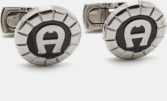 Aigner Oseo Carbon Fiber Silver Tone Cufflinks