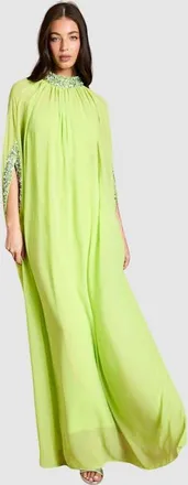 Coast Muse Chiffon Cape Dress in Lime at Nordstrom, Size 4