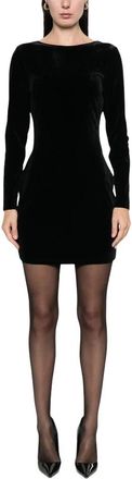 Never Fully Dressed Tie-detail Long-sleeve Boat Neck Dress