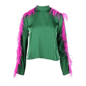Weili Zheng Blouses, female, Green, S, Viscose Blouse with Unique Style