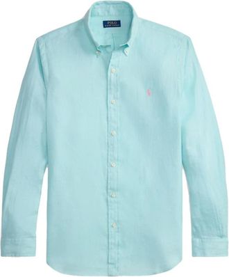 Polo Ralph Lauren Shirts - Heren - Casual Overhemden - Blauw - 2XL - Linnen - Overhemden