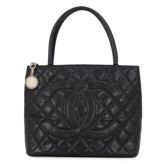 Chanel Black Grained Calfskin Handbag Tote Bag (Pre-Owned)