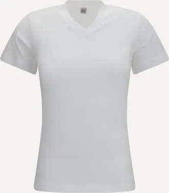 Toteme T-shirt in jersey di cotone con scollo a V Woman M