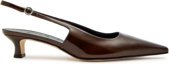 Aeyde Aeyde Catrina 35 Patent Leather Slingback Pumps - Brown