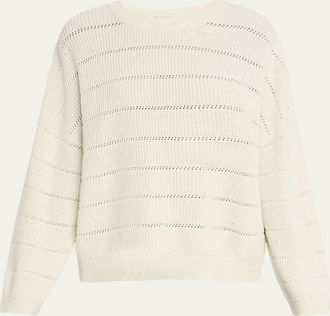 Brunello Cucinelli Mohair Open-Work Crewneck Sweater