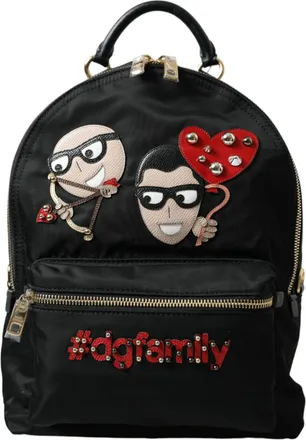 Dolce & Gabbana Black DGFAMILY Embellished Backpack VULCANO Womens Bag