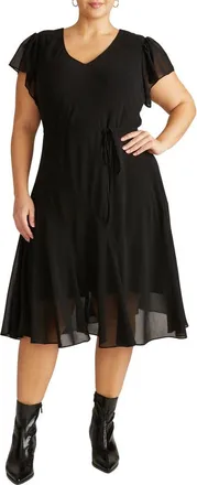 Universal Standard Sevilla Chiffon Dress in Black at Nordstrom, Size Xl