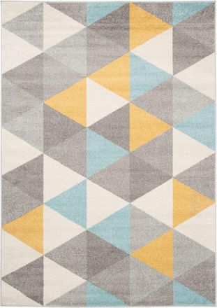 Tapiso Alfombra de salón turquesa amarillo gris 160 x 220 cm