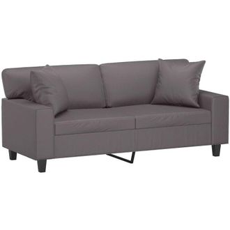 vidaXL Vidaxl - Sof&aacute; De 2 Plazas Con Cojines Cuero Sint&eacute;tico Gris 140 Cm