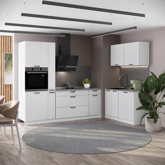 Vicco Cocina Fame-line, Blanco Casa De Campo/blanco, 220 X 120 Cm, Et Antracita, Vicco