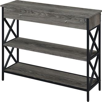 Convenience Concepts Tucson 1 Drawer Console Table, Weathered Gray/Black