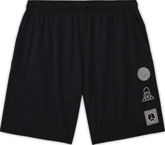 Nike Mens Nike Quick Dry Solid Color Geometry Pattern Environmental Friendly Sports Shorts Black DM8145-045