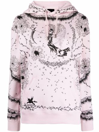 Givenchy graphic-print long-sleeve hoodie - women - Cotton - S - Pink