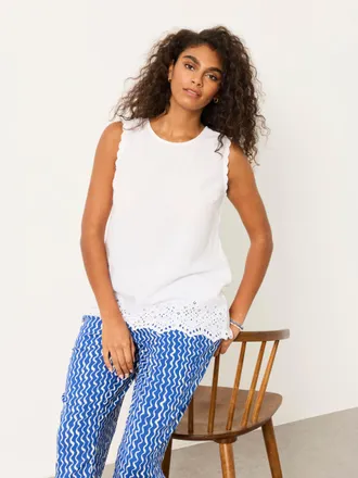 Fat Face FatFace Ella White Regular Broderie Cami
