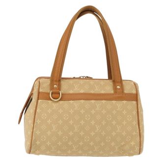 Louis Vuitton Josephine Handbag Mini Lin Beige Canvas Handbag (Pre-Owned)