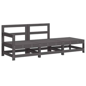 Berkfield Home Beautiful 3 Piece Garden Lounge Set with Cushions Grey Solid Wood