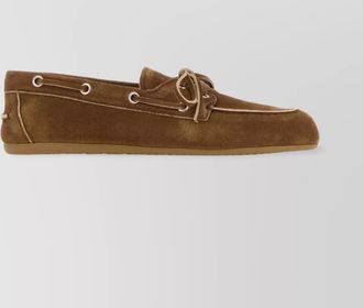 Miu Miu bow detail suede loafers with metal eyelets