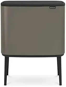 Brabantia Bo Touch Bin, Contenedor Ded Reciclaje Con 3 Cubos Interiores, 3 X 11 Litros - Platinum