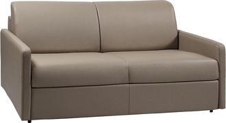 Vente-Unique Sof&aacute; cama italiano 3 plazas piel sint&eacute;tica CALIFE - Topo - Cama 140 cm - Colch&oacute;n con memoria de forma 22 cm