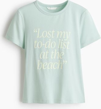 H&M Bedrucktes T-Shirt aus Viskosegemisch - Hellt&uuml;rkis/Lost